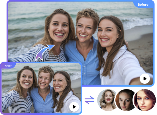 Multiple Face Swap IA em Vídeo Online